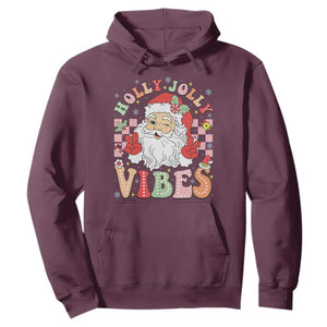 Retro Santa Christmas Hoodie Groovy Cute Santa Claus Christmas Vibes Xmas TS02 Maroon Print Your Wear