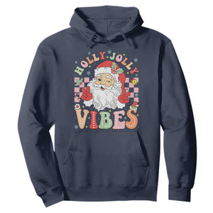 Retro Santa Christmas Hoodie Groovy Cute Santa Claus Christmas Vibes Xmas TS02 Navy Print Your Wear