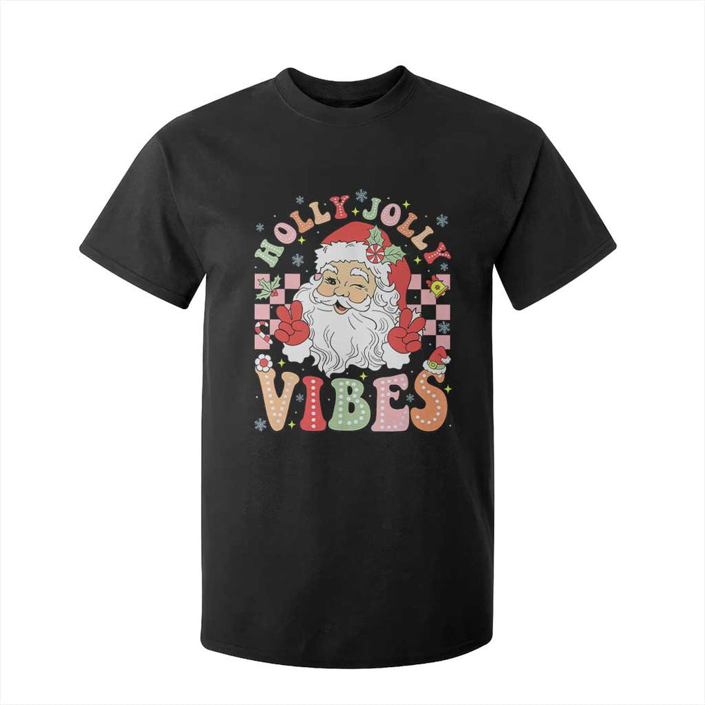 Retro Santa Christmas T Shirt For Kid Groovy Cute Santa Claus Christmas Vibes Xmas TS02 Black Print Your Wear