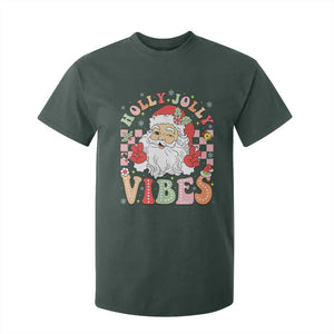 Retro Santa Christmas T Shirt For Kid Groovy Cute Santa Claus Christmas Vibes Xmas TS02 Dark Forest Green Print Your Wear