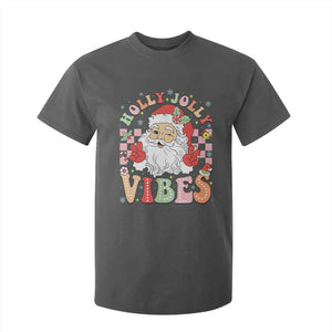 Retro Santa Christmas T Shirt For Kid Groovy Cute Santa Claus Christmas Vibes Xmas TS02 Dark Heather Print Your Wear