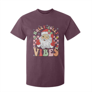 Retro Santa Christmas T Shirt For Kid Groovy Cute Santa Claus Christmas Vibes Xmas TS02 Maroon Print Your Wear