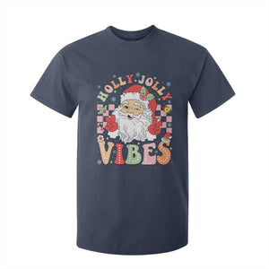 Retro Santa Christmas T Shirt For Kid Groovy Cute Santa Claus Christmas Vibes Xmas TS02 Navy Print Your Wear