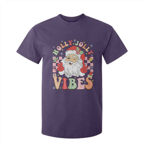 Retro Santa Christmas T Shirt For Kid Groovy Cute Santa Claus Christmas Vibes Xmas TS02 Purple Print Your Wear