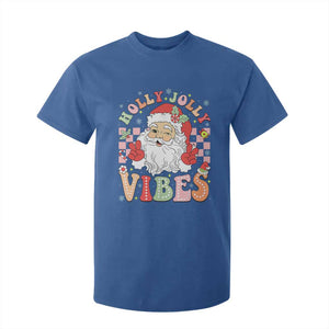 Retro Santa Christmas T Shirt For Kid Groovy Cute Santa Claus Christmas Vibes Xmas TS02 Royal Blue Print Your Wear