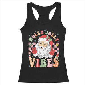 Retro Santa Christmas Racerback Tank Top Groovy Cute Santa Claus Christmas Vibes Xmas TS02 Black Print Your Wear