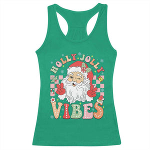 Retro Santa Christmas Racerback Tank Top Groovy Cute Santa Claus Christmas Vibes Xmas TS02 Irish Green Print Your Wear