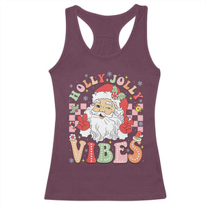 Retro Santa Christmas Racerback Tank Top Groovy Cute Santa Claus Christmas Vibes Xmas TS02 Maroon Print Your Wear