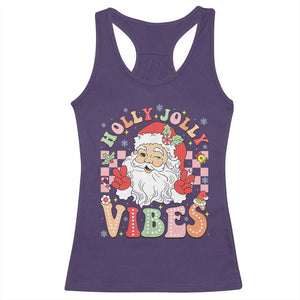 Retro Santa Christmas Racerback Tank Top Groovy Cute Santa Claus Christmas Vibes Xmas TS02 Purple Print Your Wear