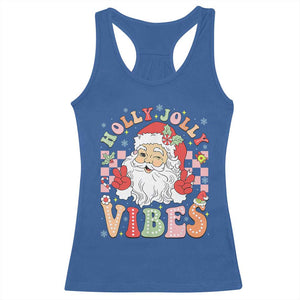 Retro Santa Christmas Racerback Tank Top Groovy Cute Santa Claus Christmas Vibes Xmas TS02 Royal Blue Print Your Wear