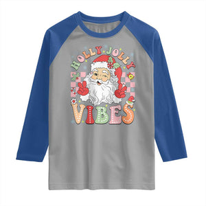 Retro Santa Christmas Raglan Shirt Groovy Cute Santa Claus Christmas Vibes Xmas TS02 Sport Gray Royal Print Your Wear