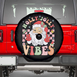 Retro Santa Christmas Spare Tire Cover Groovy Cute Santa Claus Christmas Vibes Xmas TS02 Black Print Your Wear