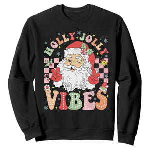 Retro Santa Christmas Sweatshirt Groovy Cute Santa Claus Christmas Vibes Xmas TS02 Black Print Your Wear