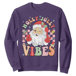 Retro Santa Christmas Sweatshirt Groovy Cute Santa Claus Christmas Vibes Xmas TS02 Purple Print Your Wear