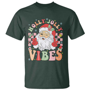 Retro Santa Christmas T Shirt Groovy Cute Santa Claus Christmas Vibes Xmas TS02 Dark Forest Green Print Your Wear