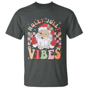 Retro Santa Christmas T Shirt Groovy Cute Santa Claus Christmas Vibes Xmas TS02 Dark Heather Print Your Wear