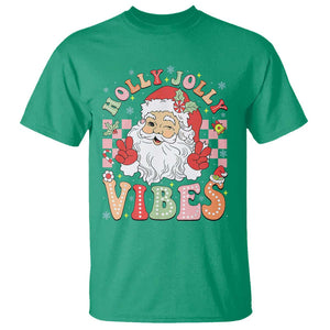 Retro Santa Christmas T Shirt Groovy Cute Santa Claus Christmas Vibes Xmas TS02 Irish Green Print Your Wear