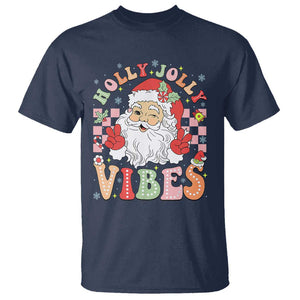 Retro Santa Christmas T Shirt Groovy Cute Santa Claus Christmas Vibes Xmas TS02 Navy Print Your Wear