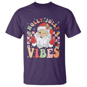 Retro Santa Christmas T Shirt Groovy Cute Santa Claus Christmas Vibes Xmas TS02 Purple Print Your Wear