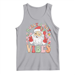 Retro Santa Christmas Tank Top Groovy Cute Santa Claus Christmas Vibes Xmas TS02 Athletic Heather Print Your Wear