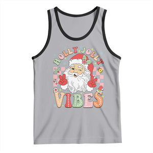 Retro Santa Christmas Tank Top Groovy Cute Santa Claus Christmas Vibes Xmas TS02 Athletic Heather Black Print Your Wear