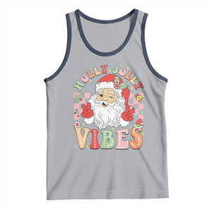 Retro Santa Christmas Tank Top Groovy Cute Santa Claus Christmas Vibes Xmas TS02 Athletic Heather Navy Print Your Wear