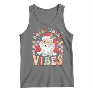 Retro Santa Christmas Tank Top Groovy Cute Santa Claus Christmas Vibes Xmas TS02 Black Heather Print Your Wear