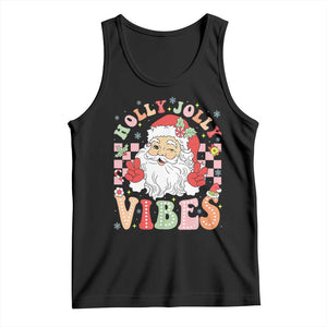 Retro Santa Christmas Tank Top Groovy Cute Santa Claus Christmas Vibes Xmas TS02 Black Print Your Wear