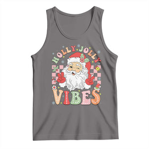 Retro Santa Christmas Tank Top Groovy Cute Santa Claus Christmas Vibes Xmas TS02 Deep Heather Print Your Wear