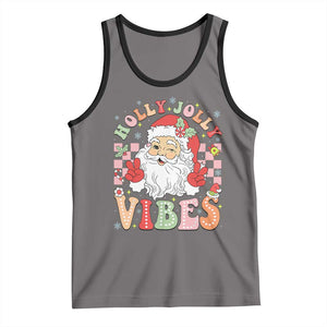 Retro Santa Christmas Tank Top Groovy Cute Santa Claus Christmas Vibes Xmas TS02 Deep Heather Black Print Your Wear