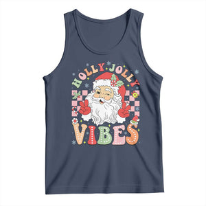 Retro Santa Christmas Tank Top Groovy Cute Santa Claus Christmas Vibes Xmas TS02 Navy Print Your Wear