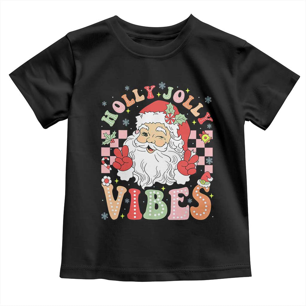 Retro Santa Christmas Toddler T Shirt Groovy Cute Santa Claus Christmas Vibes Xmas TS02 Black Print Your Wear