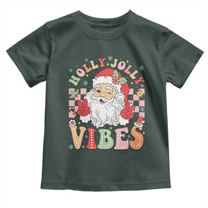 Retro Santa Christmas Toddler T Shirt Groovy Cute Santa Claus Christmas Vibes Xmas TS02 Dark Forest Green Print Your Wear