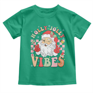 Retro Santa Christmas Toddler T Shirt Groovy Cute Santa Claus Christmas Vibes Xmas TS02 Irish Green Print Your Wear