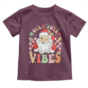 Retro Santa Christmas Toddler T Shirt Groovy Cute Santa Claus Christmas Vibes Xmas TS02 Maroon Print Your Wear