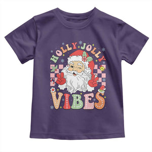 Retro Santa Christmas Toddler T Shirt Groovy Cute Santa Claus Christmas Vibes Xmas TS02 Purple Print Your Wear