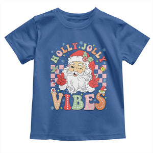 Retro Santa Christmas Toddler T Shirt Groovy Cute Santa Claus Christmas Vibes Xmas TS02 Royal Blue Print Your Wear