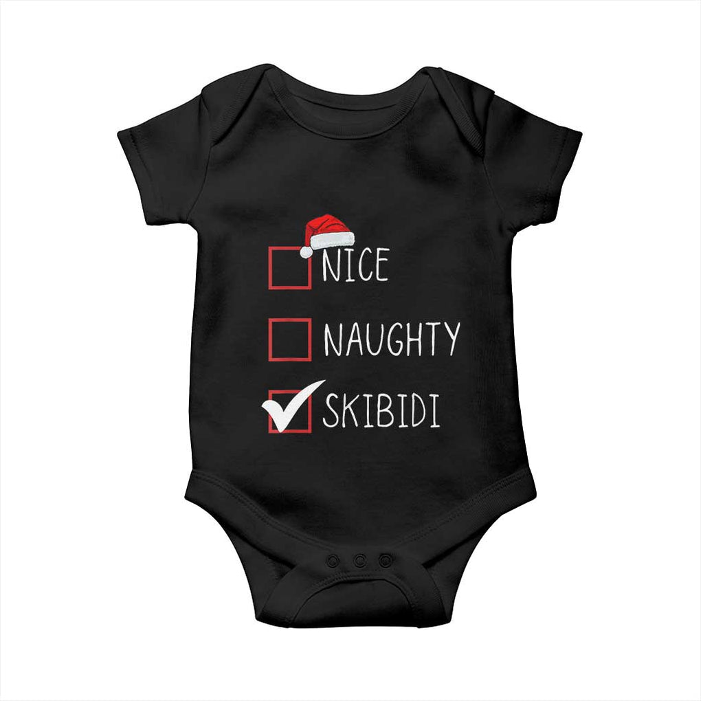 Nice Naughty Skibidi Baby Onesie Funny Christmas Santa List TS02 Black Print Your Wear