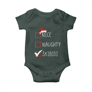 Nice Naughty Skibidi Baby Onesie Funny Christmas Santa List TS02 Dark Forest Green Print Your Wear