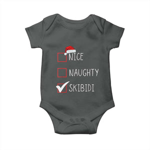 Nice Naughty Skibidi Baby Onesie Funny Christmas Santa List TS02 Dark Heather Print Your Wear