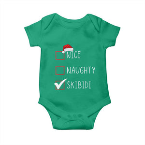 Nice Naughty Skibidi Baby Onesie Funny Christmas Santa List TS02 Irish Green Print Your Wear