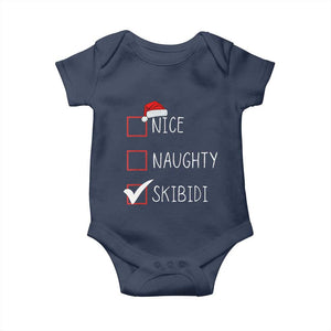 Nice Naughty Skibidi Baby Onesie Funny Christmas Santa List TS02 Navy Print Your Wear