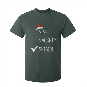 Nice Naughty Skibidi T Shirt For Kid Funny Christmas Santa List TS02 Dark Forest Green Print Your Wear