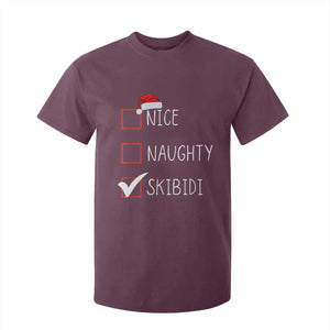 Nice Naughty Skibidi T Shirt For Kid Funny Christmas Santa List TS02 Maroon Print Your Wear