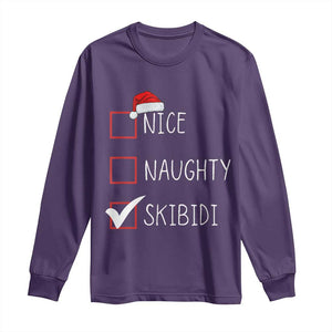 Nice Naughty Skibidi Long Sleeve Shirt Funny Christmas Santa List TS02 Purple Print Your Wear