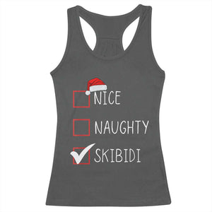 Nice Naughty Skibidi Racerback Tank Top Funny Christmas Santa List TS02 Dark Heather Print Your Wear