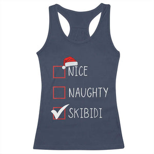 Nice Naughty Skibidi Racerback Tank Top Funny Christmas Santa List TS02 Navy Print Your Wear