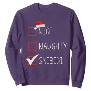 Nice Naughty Skibidi Sweatshirt Funny Christmas Santa List TS02 Purple Print Your Wear