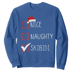 Nice Naughty Skibidi Sweatshirt Funny Christmas Santa List TS02 Royal Blue Print Your Wear