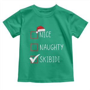 Nice Naughty Skibidi Toddler T Shirt Funny Christmas Santa List TS02 Irish Green Print Your Wear